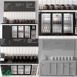 3d model of modern cafe water bar